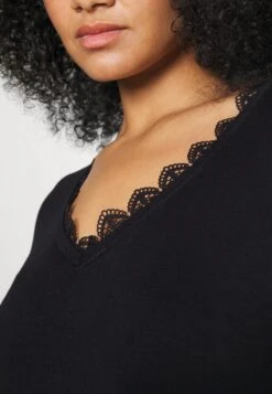 V Ausschnitt Mini Strickkleid Mit Gürtel Und Spitzeneinsatz - Gebreide Jurk - Black 11 V Ausschnitt Mini Strickkleid Mit Gürtel Und Spitzeneinsatz - Gebreide Jurk - Black -Anna Field 9767c2bf10c94c0790a4bd34c216faff